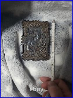Antique Coin Silver Plate Monogram Calling Business Card Case Holder G2U