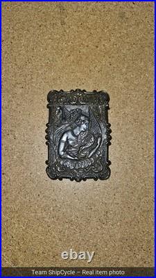 Antique Coin Silver Plate Monogram Calling Business Card Case Holder G2U