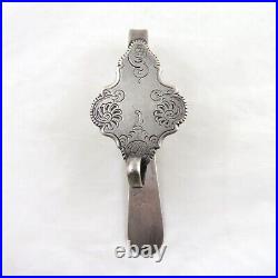 Antique Dutch Coin Silver Chatelaine Clip Engraved Marked