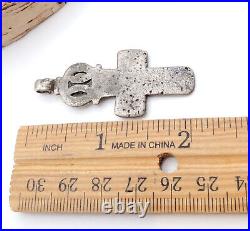 Antique Ethiopian Christian cross pendant made from a silver Maria Theresa coin