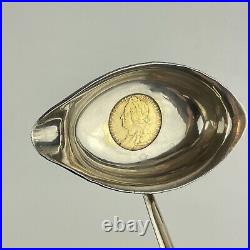 Antique Georgian Solid Silver Coin Set Toddy Ladle 1805 31cm