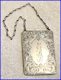 Antique James E Blake Co Sterling Silver Coin & Compact Purse