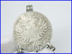 Antique M. THERESIA AUSTRIA 1780 950 Silver Coin 250 Silver Dangle Bead Pendant