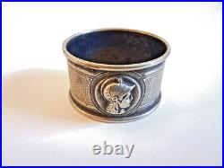 Antique Medallion Helmeted Coin Silver Napkin Ring 26.4 Grams No Monogram
