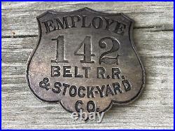 Antique Railroad Employee Belt R. R. Stockyard Badge Coin Silver