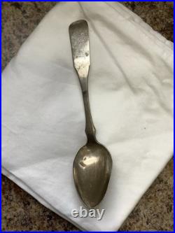 Antique Rustic Engraved Georgian Coin Silver Serving Spoon 8.75, 55 Gr