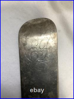 Antique Rustic Engraved Georgian Coin Silver Serving Spoon 8.75, 55 Gr