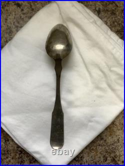 Antique Rustic Engraved Georgian Coin Silver Serving Spoon 8.75, 55 Gr