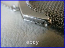 Antique SHEFFIELD STERLING Silver Finger Ring Mesh Chatelaine Coin Purse 1932