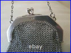 Antique SHEFFIELD STERLING Silver Finger Ring Mesh Chatelaine Coin Purse 1932