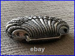 Antique Silver Clam Shell Coin Purse 1889 Paris Expo Souvenir Jewelry Bag