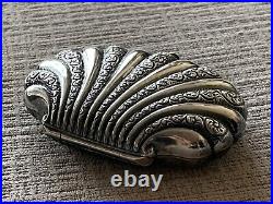 Antique Silver Clam Shell Coin Purse 1889 Paris Expo Souvenir Jewelry Bag