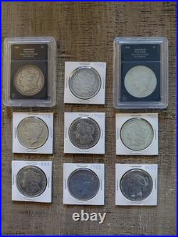 Antique Silver Coins Morgan Silver Dollar Liberty Peace Silver Dollar Lot Of 9