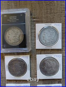 Antique Silver Coins Morgan Silver Dollar Liberty Peace Silver Dollar Lot Of 9