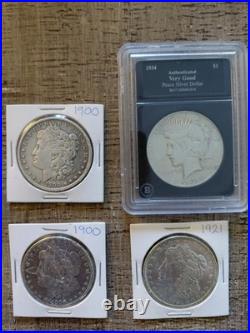 Antique Silver Coins Morgan Silver Dollar Liberty Peace Silver Dollar Lot Of 9