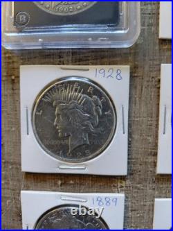 Antique Silver Coins Morgan Silver Dollar Liberty Peace Silver Dollar Lot Of 9