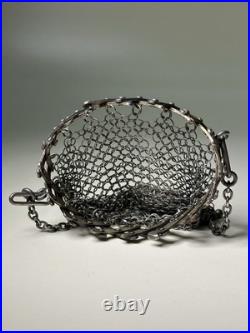 Antique Sterling Silver Accordion Coin Chatelaine Purse