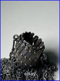 Antique Sterling Silver Accordion Coin Chatelaine Purse
