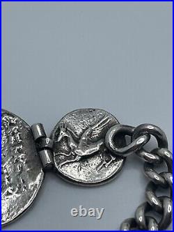 Antique Sterling Silver Alexander the Great Coin Replica Belt Buckle Bracelet