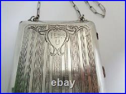 Antique Sterling Silver Engine Turned Coin Purse I LOVE U in Heart