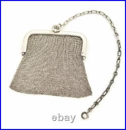 Antique Sterling Silver Hallmarked Mesh Coin Purse 43 Grams Scrap Or Use