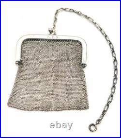 Antique Sterling Silver Hallmarked Mesh Coin Purse 43 Grams Scrap Or Use