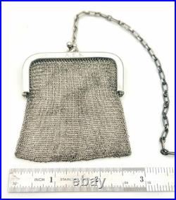 Antique Sterling Silver Hallmarked Mesh Coin Purse 43 Grams Scrap Or Use
