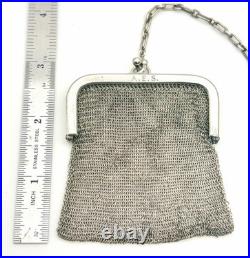 Antique Sterling Silver Hallmarked Mesh Coin Purse 43 Grams Scrap Or Use