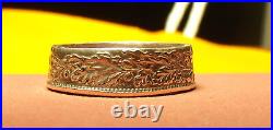 Antique Switzerland Silver Franc Coin Ring- Cluster Of Oak Leaves Classic Size 9