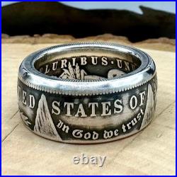 Antique U. S. 90% Silver Morgan Dollar Coin Ring Band NEW