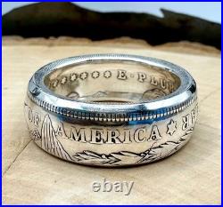 Antique U. S. 90% Silver Morgan Dollar Coin Ring Band NEW