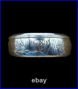 Antique U. S. 90% Silver Morgan Dollar Coin Ring Band NEW