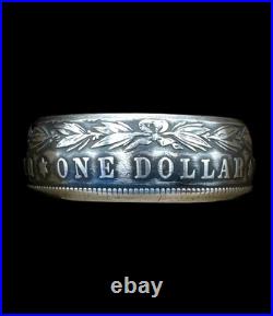 Antique U. S. 90% Silver Morgan Dollar Coin Ring Band NEW