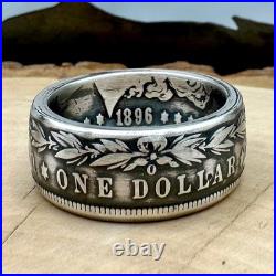 Antique U. S. 90% Silver Morgan Dollar Coin Ring Band NEW