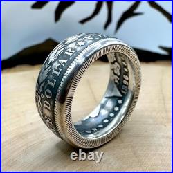 Antique U. S. 90% Silver Morgan Dollar Coin Ring Band NEW