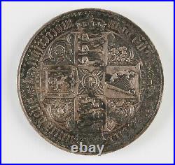 Antique Victoria 1847 Gothic crown silver coin (undecimo)