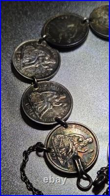 Antique Victorian Charm Bracelet Coin Silver Sitting Liberty Circa 1891 Wow