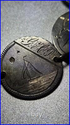 Antique Victorian Charm Bracelet Coin Silver Sitting Liberty Circa 1891 Wow