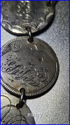 Antique Victorian Charm Bracelet Coin Silver Sitting Liberty Circa 1891 Wow