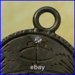 Antique Victorian Diamond Set Love Token Dime Coin Charm 1862 Engraved TC CT