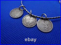 Antique Victorian Fully Hallmarked Silver Bangle & Engraved Love Token Coins