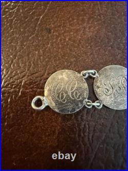 Antique Victorian Love Token Bracelet With Silver Dime Coins 1889 Canada, USA