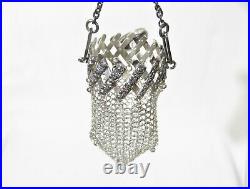 Antique Victorian Sterling Silver Accordion Coin Chatelaine Purse
