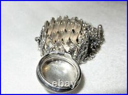 Antique Victorian Sterling Silver Accordion Coin Chatelaine Purse