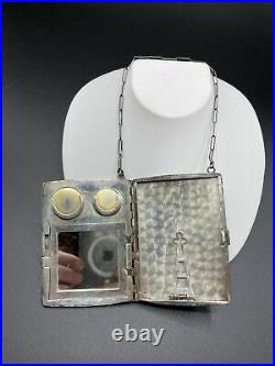 Antique Victorian Sterling Silver Compact Case Coin Wallet/Mirror Solid Sterling