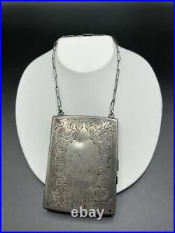 Antique Victorian Sterling Silver Compact Case Coin Wallet/Mirror Solid Sterling