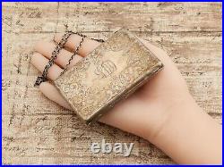 Antique Vintage Art Nouveau Sterling 925 Silver Rococo Silk Chased Coin Purse