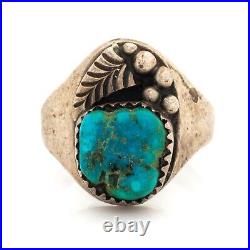 Antique Vintage Native Navajo Sterling Coin Silver Pawn Turquoise Ring Sz 7 10g