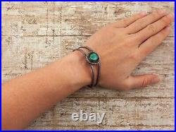 Antique Vintage Sterling Coin Silver Native Navajo Ajax Turquoise Cuff Bracelet