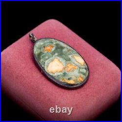 Antique Vintage Sterling Coin Silver Native Navajo Pawn Green Agate Pendant 12g